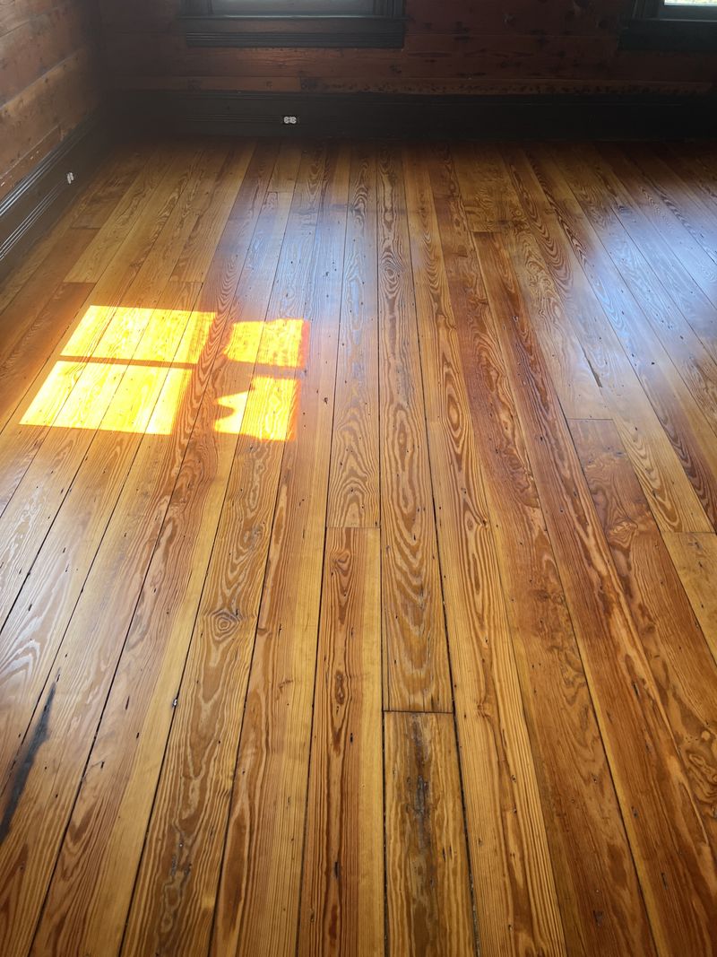 Restored heart pine floor, stained and sealed