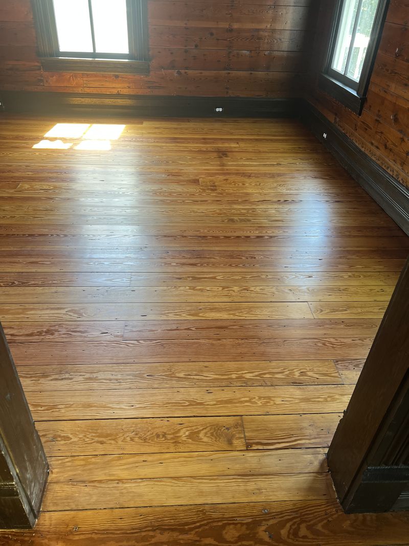 Restored heart pine floor, stained and sealed